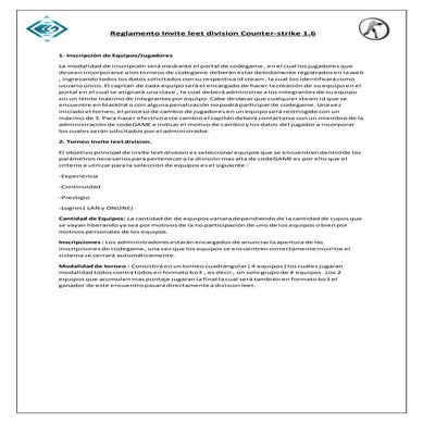 Reglamento invite leet division counter strike 1-6