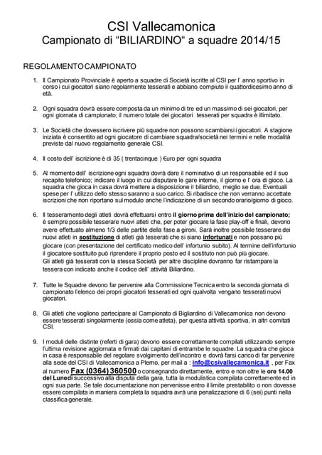 Regolamento bigliardino 2015