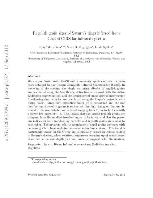 Regolith grain sizes_of saturn_rings_inferred_from_cassini