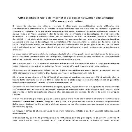 Città Digitale. Il ruolo di internet e dei social network nello sviluppo dell...