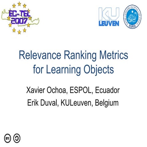 Relevance Ranking of Learning Objects