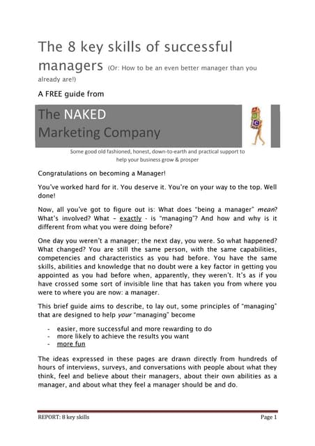 Report The 8 Key Skills Of Successful Managers