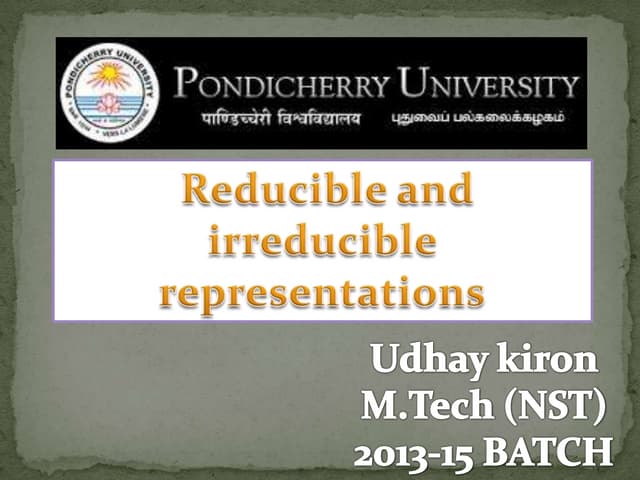 reducible and irreducible representations