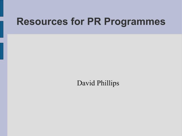 Resources for Planning and Management