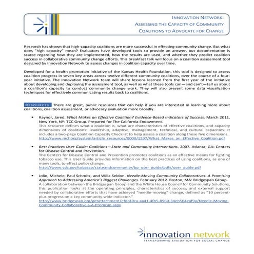 Assessing the Capacity of Community Coalitions to Advocate for Change (Presen...