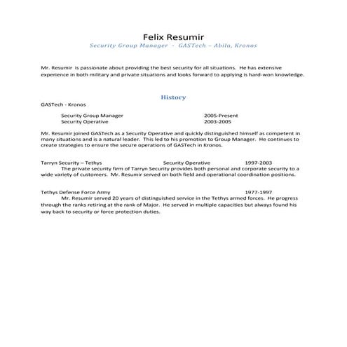 Resume felix resumir