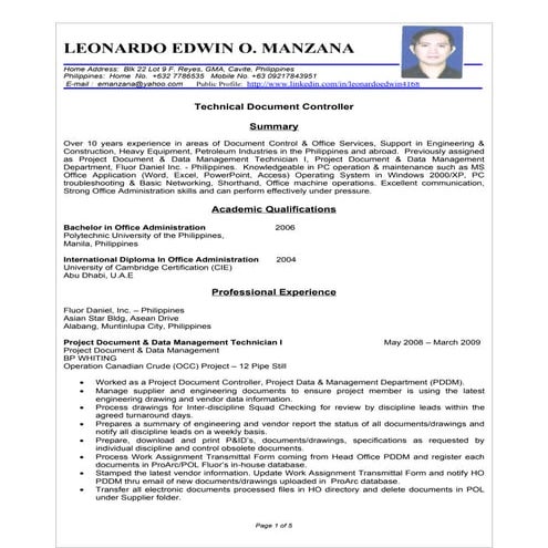 Resume Leonardo Edwin Manzana Tdcb Uae