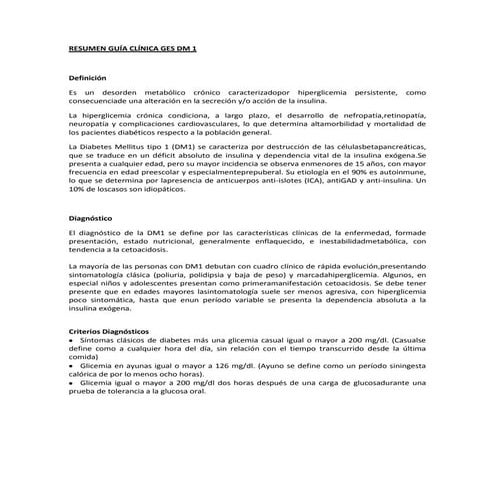 Resumen guía clínica ges dm 1