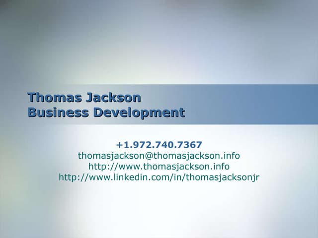 Resume Of Tom Jackson