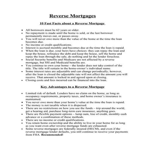 Reverse Mortgages
