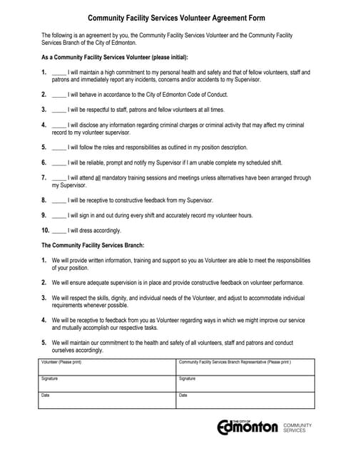 Rfs volunteer agreement