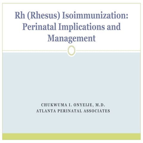 Rh Rhesus Isoimmunization 