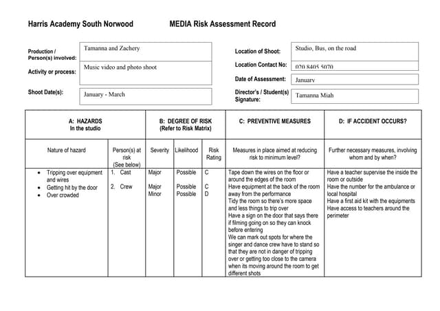 Risk assessment template