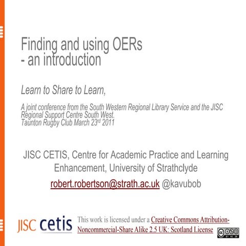 Finding and using OERs-short workshop