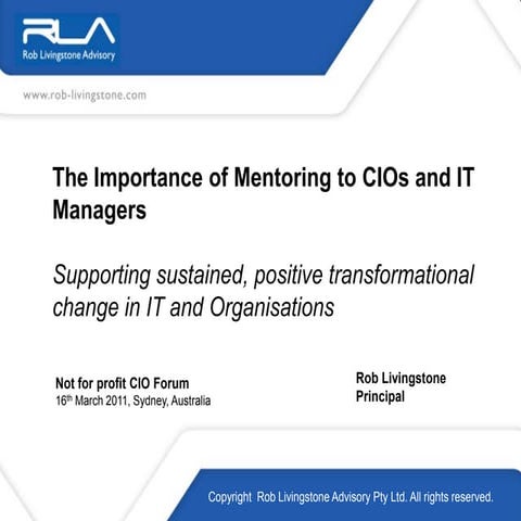RLA Mentor Presentation to Sydney not for profit  CIO Forum