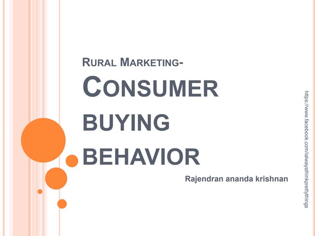 Rural Marketing Strategies, Consumer Buying Behavior. 