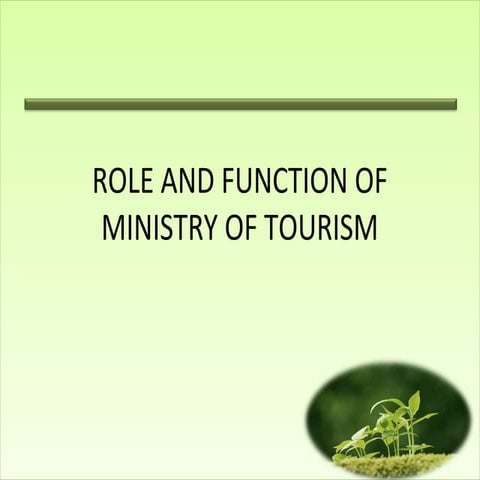 Role and function of ministry of tourism