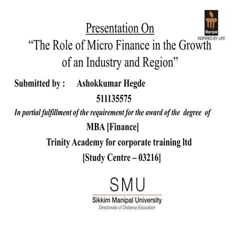 Role of micro finance