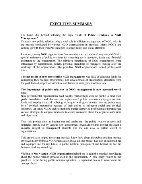 Role Of Public Relations In Ngo Management