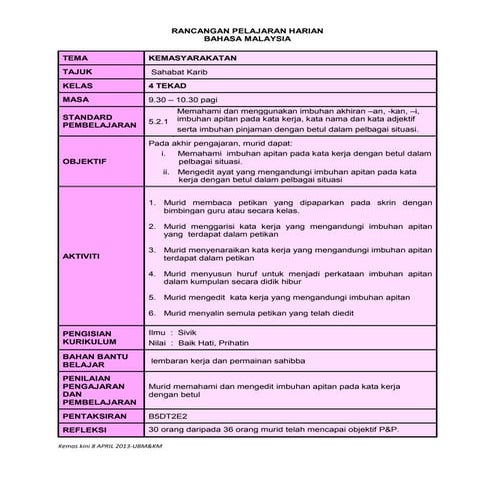 Rph 5 tatabahasa BM TAHUN 4 KSSR