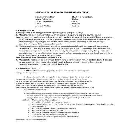 RPP BIOLOGI  SMA  ( PLANTAE) )