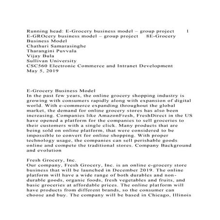 Running head E-Grocery business model – group project1E-GROcer.docx