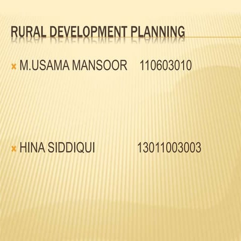Rural development planning