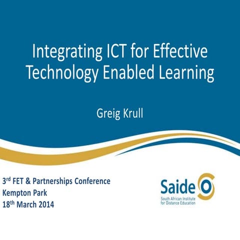 Integrating ICT in TVET for Effective Technology Enabled Learning