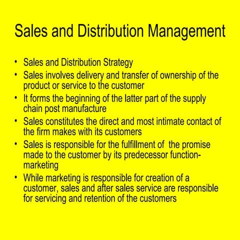 Sales and distribution management