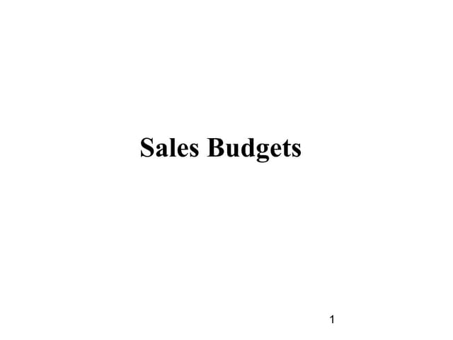 Sales budget & forecasting