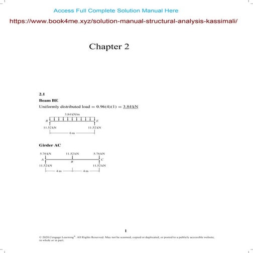 Solution Manual for Structural Analysis 6th SI by Aslam Kassimali
