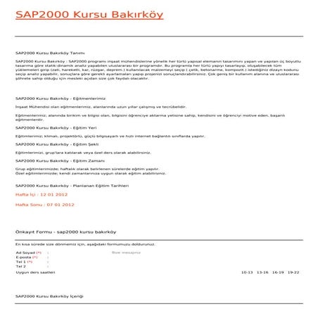 Sap2000 kursu-bakirkoy