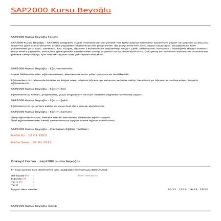 Sap2000 kursu-beyoglu