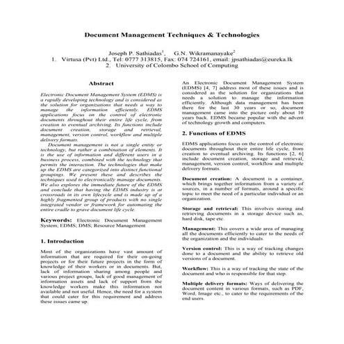 Document Management Techniques & Technologies