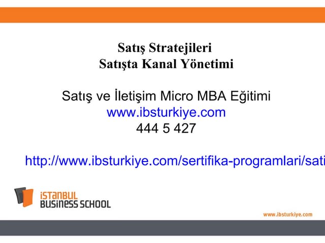 Satış Stratejileri ve Satışta Kanal Yönetimi / Satış ve İletişim Micro MBA Eğ...