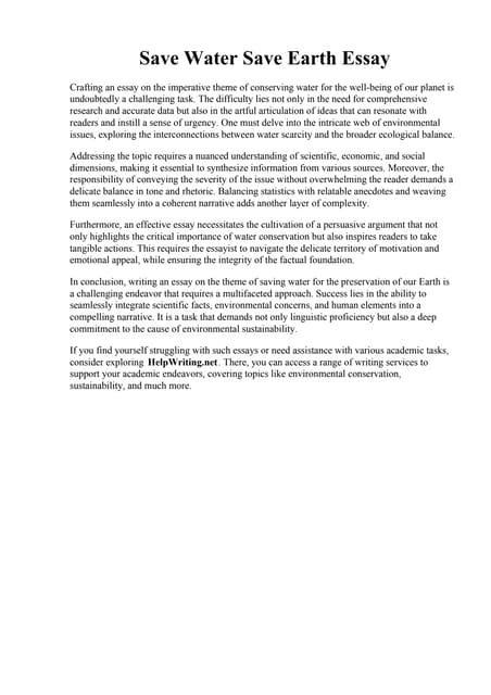 Save Water Save Earth Essay. 10 Lines on Save Water in English for Kids - You...