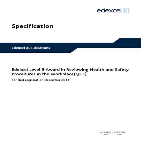 Say consultancy: Edexcel Level 3 Award in Reviewing Health & Safety Procedure...