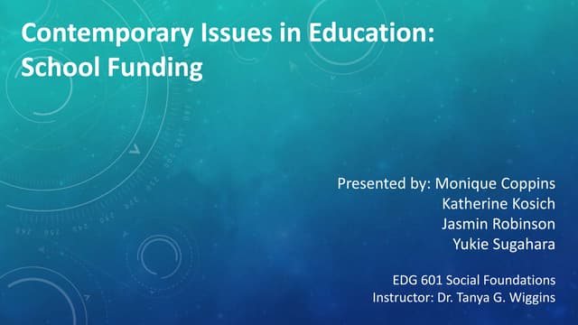 Contemporary Issues in Education: School Funding 