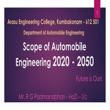 Scope of automobile engineering 2020 - 2050 - (BS6 & Electric Vehicles, Micro...