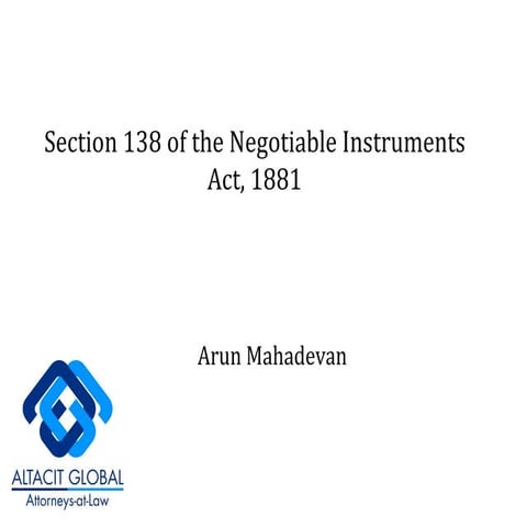 Section 138 of the negotiable instruments act