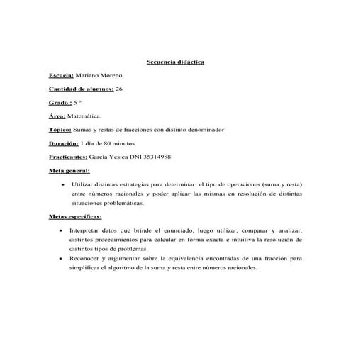 Secuencia didactica con juego