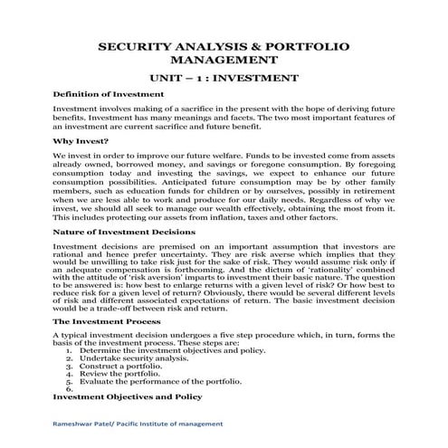 Security Analysis And Portfolio Managment