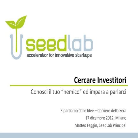 SeedLab @ Ripartiamo dalle Idee
