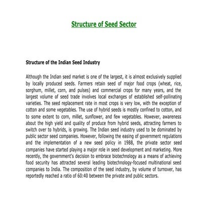 Seedmarket structure