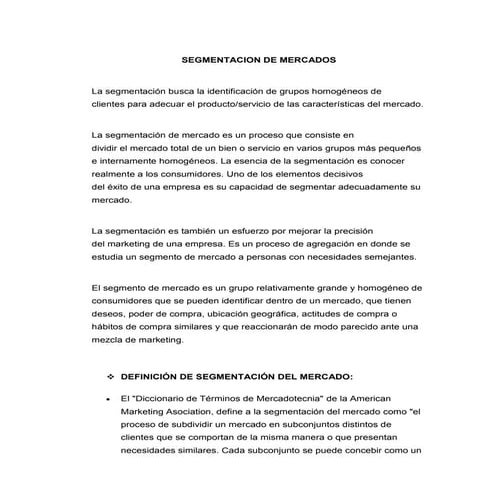 Segmentacion de mercados