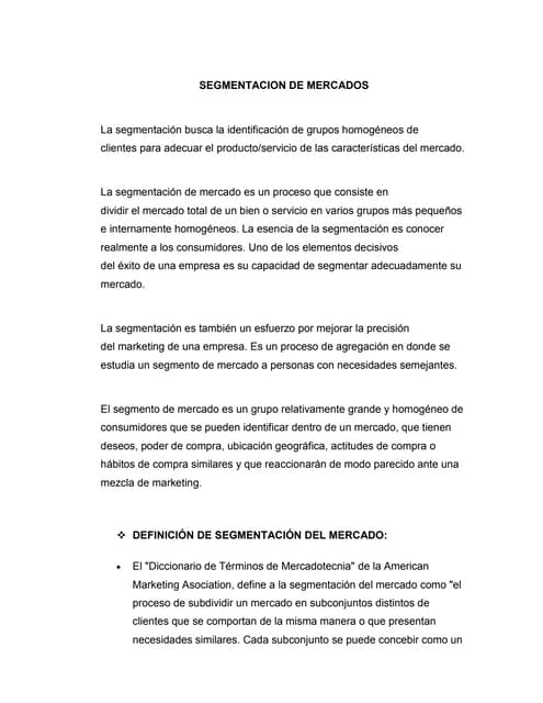 Segmentacion de mercados