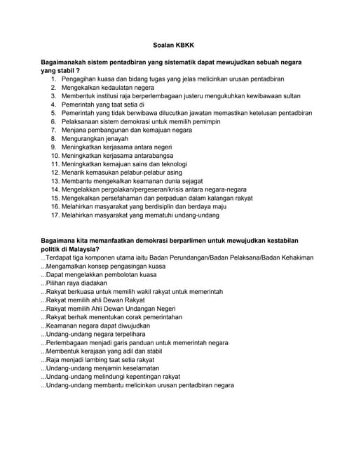 Sejarah Paper3 SPM  Soalan KBKK