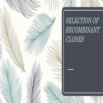 Selection and screening of recombinant clones 