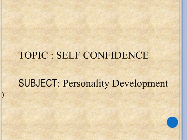 Self confidence