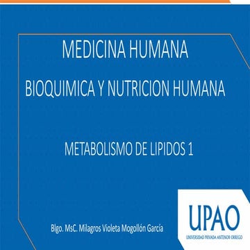 Metabolismo de lípidos, bioquimica y nutricion